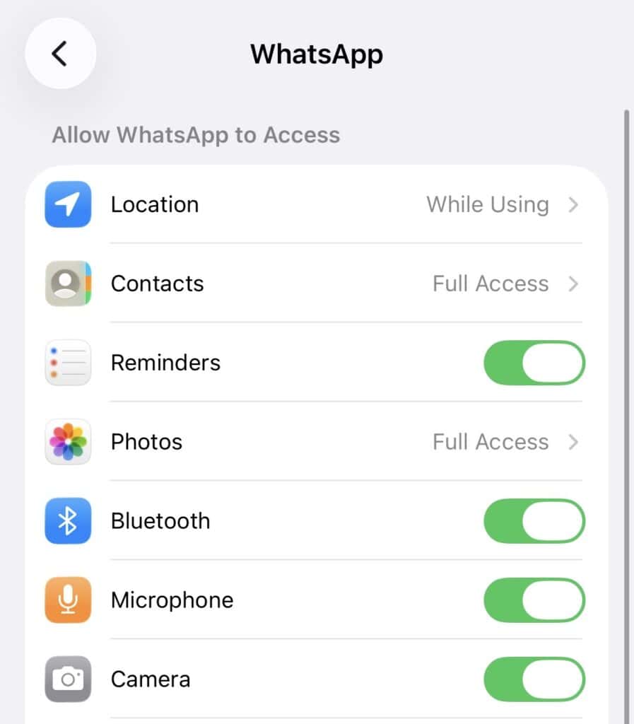 Reviewing app privacy permissions on a smartphone