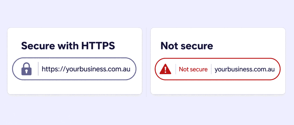 Browser address bar showing a secure HTTPS padlock next to a Not Secure warning