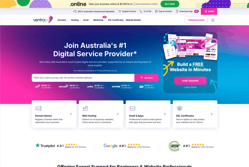 VentraIP Homepage